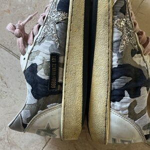 Golden Goose Camouflage Sneakers with Glitter Star